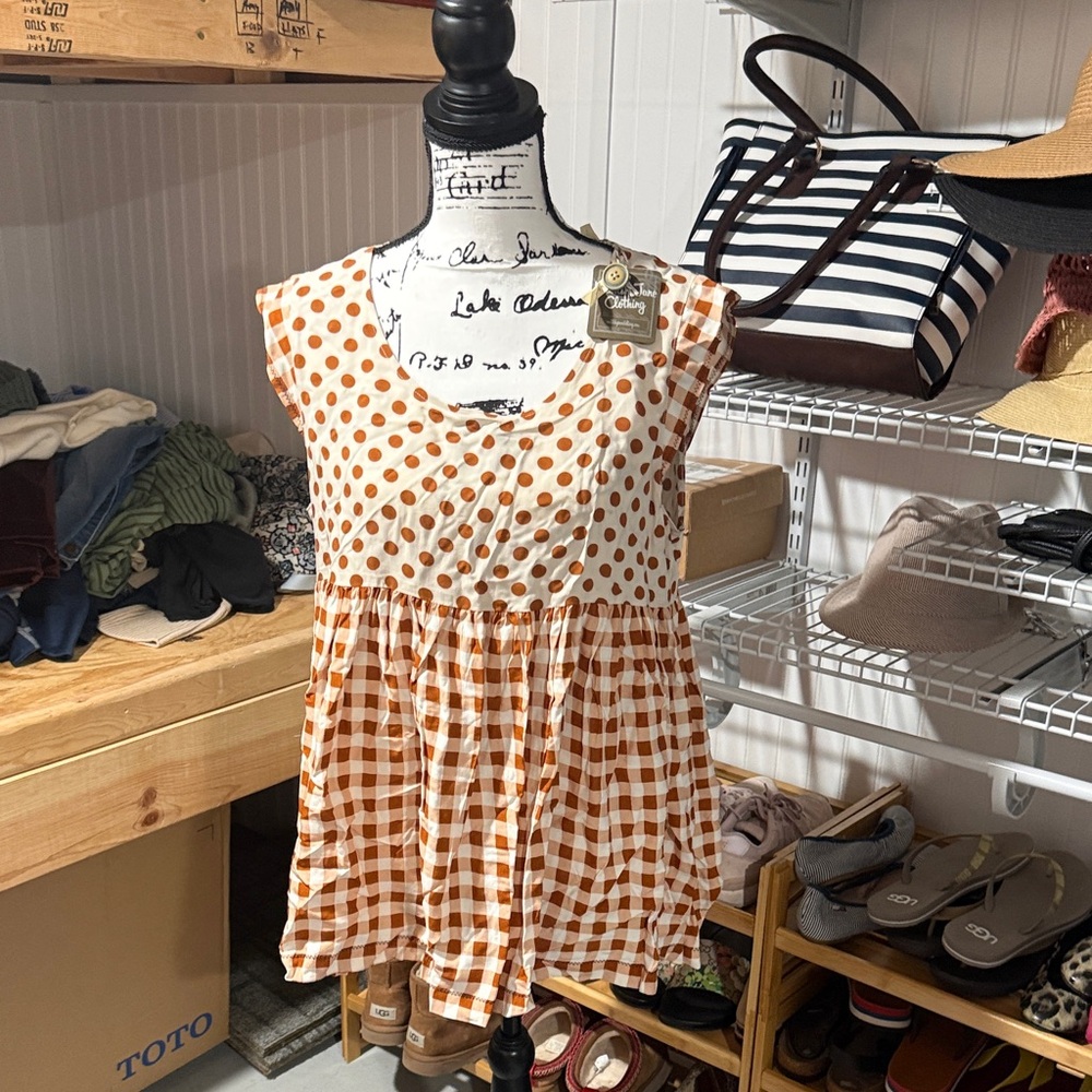 Matilda Jane Orange Polka Dot & Gingham Babydoll Tunic